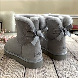 UGG Gray Boots with Bow Accent
